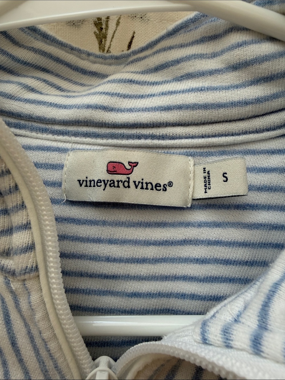 Vineyard Vines Pale Blue & White Striped Half-Zip Pullover - Picture 2 of 6